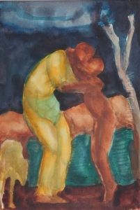 Pocalunek by Leopold Gottlieb