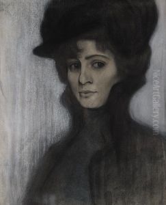 Studyum Portreowe (portrait Of A Woman) by Leopold Gottlieb