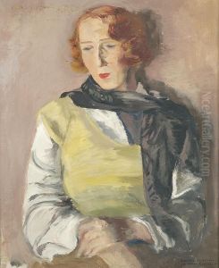 Portrait Of Red-haired Lady by Leopold Gottlieb