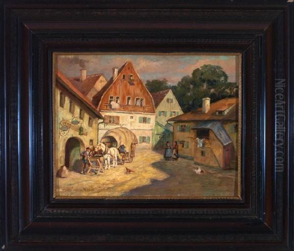 Mittagsrast - Fuhrmann Mit Pferdewagen An Der Dorftranke - view 1
