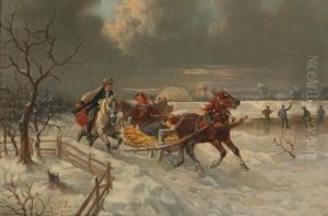 Ausfahrt Im Winter by Eduard Gotzelmann