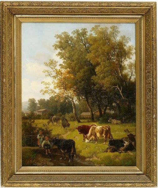 Landscape With Cows And Children - view 1