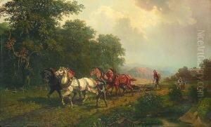 Sommerlandschaft Mit Pflugenden Bauern