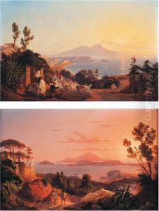 Vues D'italie < Naples Du Posilip > Et < Le Golfe De Baja > Vues D'italie < Naples Du Posilip > Et < Le Golfe De Baja >
