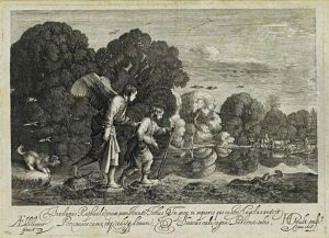 Tobias Carrying The Fish, Walking With The Angel by Hendrick Goudt