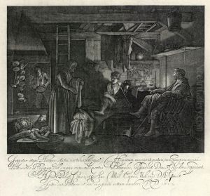 Jupiter Und Merkur Im Hause Philemon Und Baucis by Hendrick Goudt
