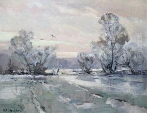 A Wooded River Landscape by Alexander Carruthers Gould