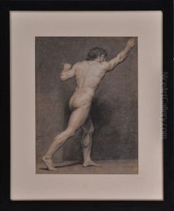 Pair Of Male Nude Studies by Francois Louis Gounod