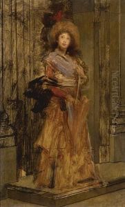 A Sketch Of A Young Woman In A Doorway by Jules Adolphe Goupil