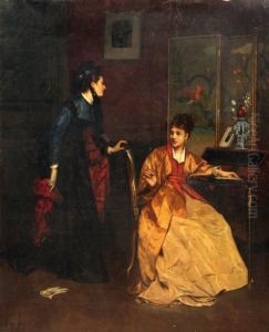 Deux Elegantes Dans Un Interieur by Jules Adolphe Goupil