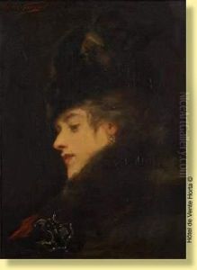 Elegante Au Manteau De Fourrure by Jules Adolphe Goupil