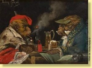 Singes Politiciens Discourant Du Cri Du Peuple by Leon Lucien Goupil