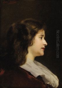 Profile Of An Elegant Woman In Red by Leon Lucien Goupil
