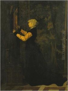 Jeune Femme Devant Une Icone by Leon Lucien Goupil