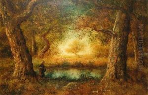 Paysanne A La Mare En Sous-bois by Raphael Gourdon