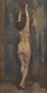 Jeune Femme Nue Au Chien De Fo by Jean-Leon Gouweloos