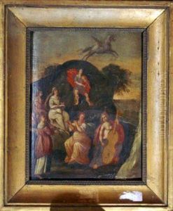 A Pair Ofpaintings Showing Apoll And The Muses And Apoll And Kingmidas
