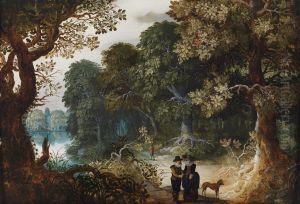 An Elegant Couple Strolling In Aforest An Elegant Couple Strolling In Aforest