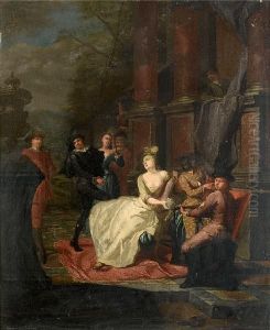 An Elegant Company Making Music On A Terrace by Hendrik Govaerts
