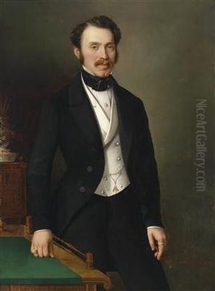 Knee-length Portrait Of A Gentleman At A Desk - view 1