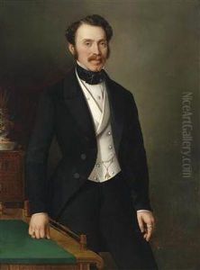 Knee-length Portrait Of A Gentleman At A Desk by Wenzel Gowitsch