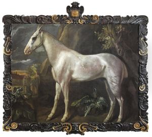 The Marquess Of Worcester's Dappled Grey Stallion, With Worcesterhouse Beyond