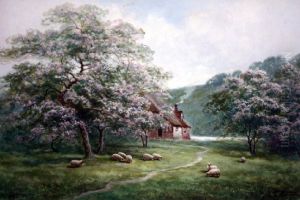 Farm Cottage And Sheep by James Walter Gozzard