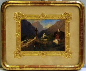 Paesaggio Pedemontano Con Viandanti E Ponticello by Marco Gozzi