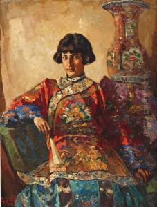 Portret Van Dame In Chinees Zijden Jasje