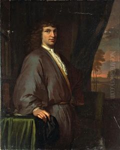 A Portrait Of A Scholar, Three-quarter Length, An Inkpot And Seal On A Table By His Side
