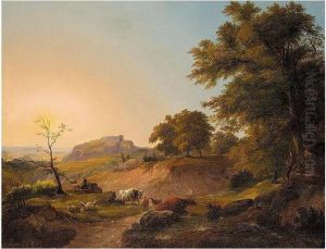 An Italianate Landscape With Herdsman And Cattle