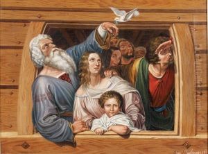 Noah And His Family Aboard The Ark by Joseph Grabmair