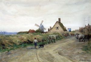 Cattle And Drover On A Lane