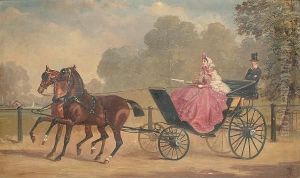 A Lady Driving Out In A Carriage And Pair by Alfred Fitzwalter Grace