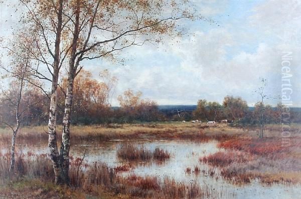 A Marsh Landscape With Cattle Watering - view 1
