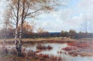 A Marsh Landscape With Cattle Watering