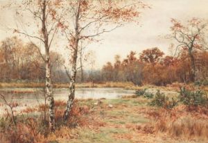 A Heathland Landscape With Ducks And A Pond by James Edward Grace