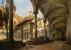 Courtyard Ofthe Pazzi Chapel In The Basilica Di Santa Croce In Florence