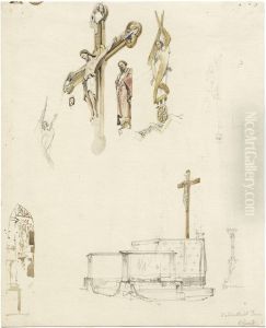 Altar Und Kruzifixus Im Dom Von Halberstadt by Carl Georg Anton Graeb