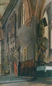 Kircheninneres. Ol Auf Malkarton. 39 X 26 Cm. Rechts Unten Signiert. Gerahmt. by Paul Graeb