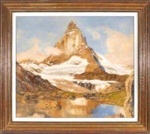 Blick Uber Den Riffelsee Auf Die Ostseite Des Matterhorns