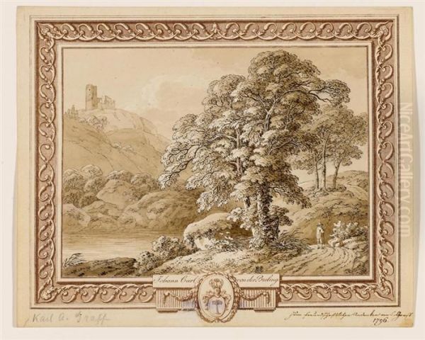 River Landscape With Castle Ruin, 1796. - view 1