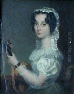 Lady Dressed In White Holding A Guitar (note - Not Violin)