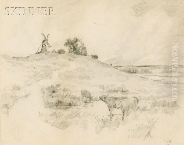 View With Windmill And Cows - view 1