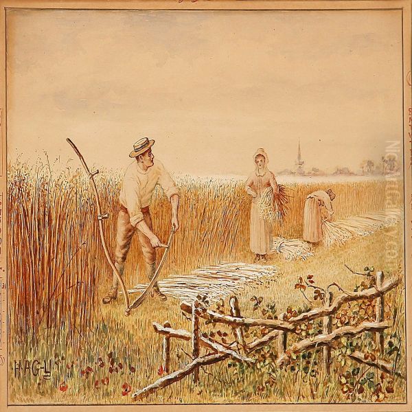 An Autumn Afternoon - Shepherd & Sheep - view 1
