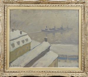 Vinterbildmed Batar Signerad Hj. Grahn by Hjalmar Grahn