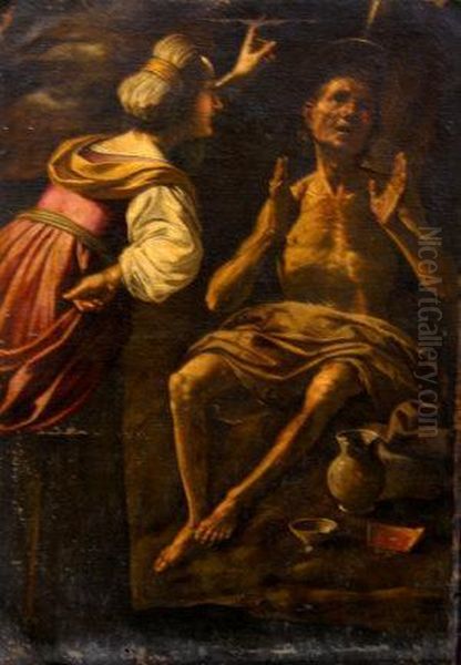 A Seated Partly Draped Man With Halo - view 1