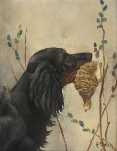 Gordonsetter Med Rype I Kjeften by Halfdan Gran