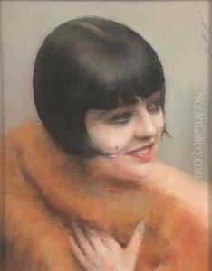 Portrait Of A Lady In Fur by Jean-Albert Grand-Carteret