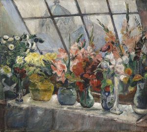Oppstilling Med Blomster I Ateliervindu by Severin Grande